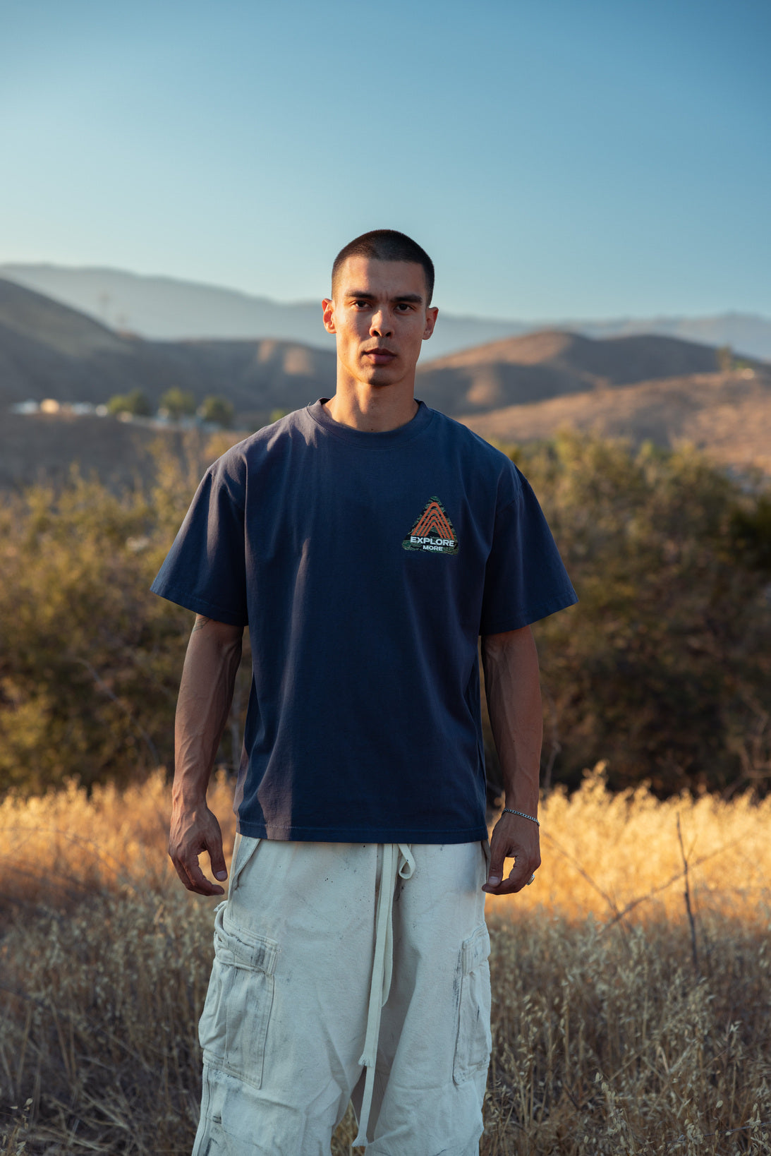 Navy Tri Logo Camo Tee